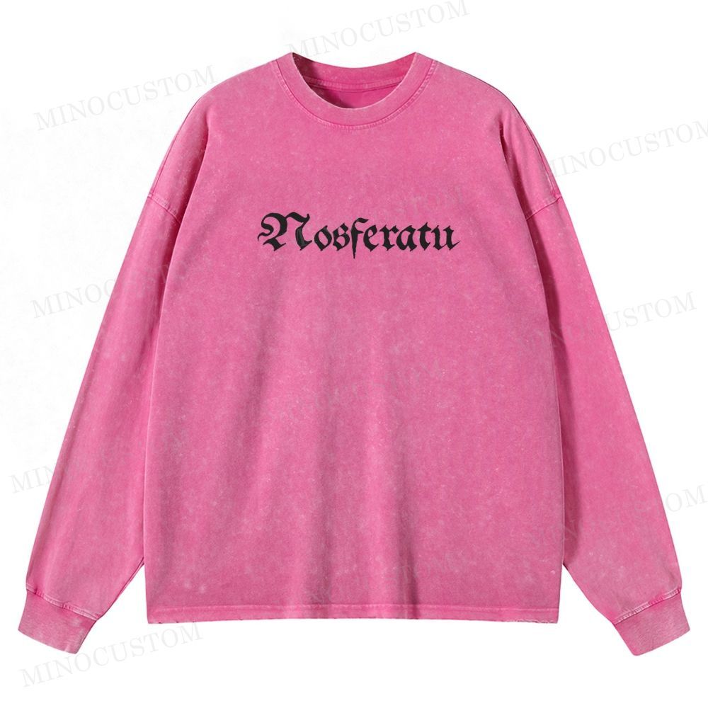 Nosferatu German Expressionist Horror Graphic Washed Long-Sleeved T-Shirt