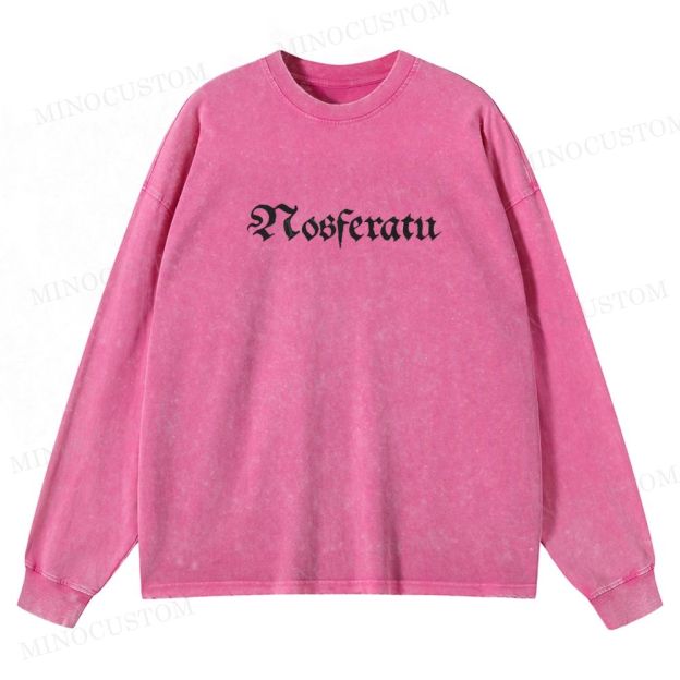 Nosferatu German Expressionist Horror Graphic Washed Long-Sleeved T-Shirt