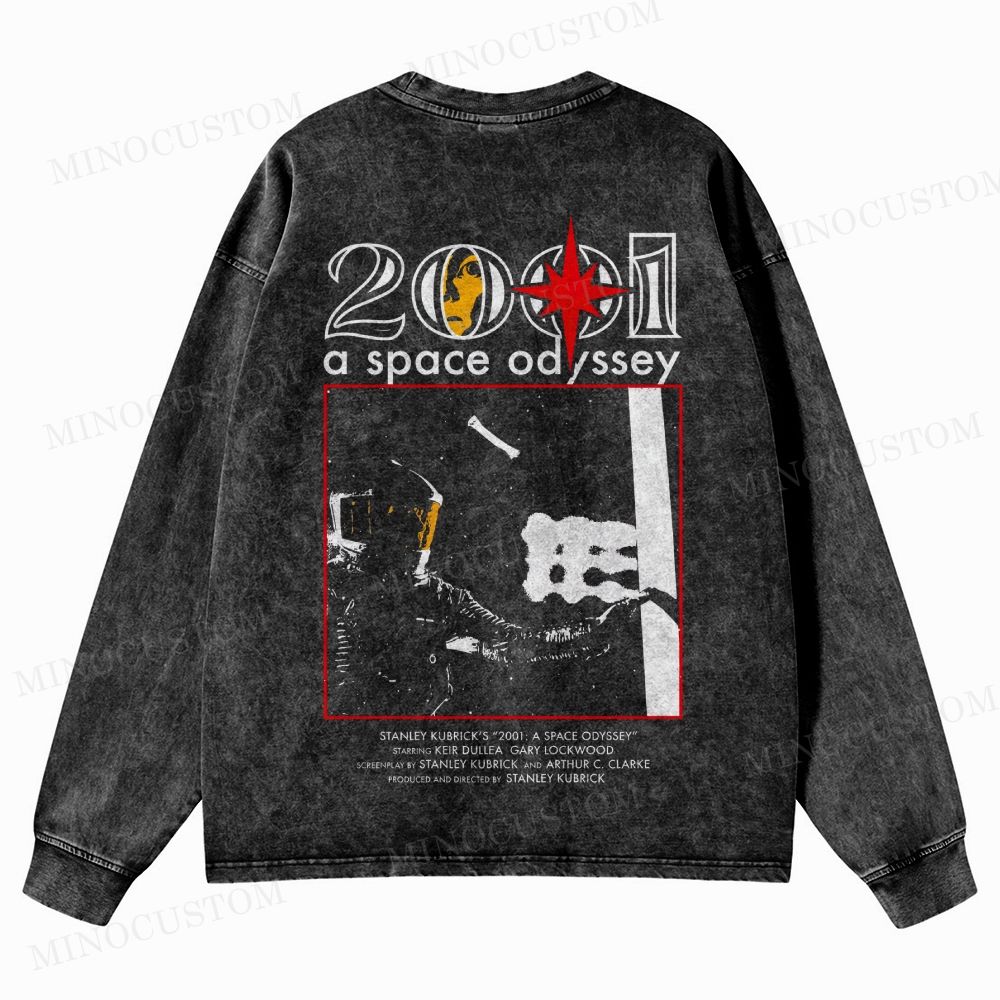 2001: A Space Odyssey Sci-Fi Epic Graphic Washed Long-Sleeved T-Shirt 