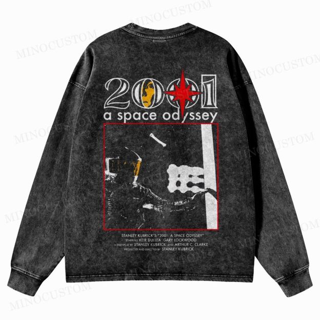 2001: A Space Odyssey Sci-Fi Epic Graphic Washed Long-Sleeved T-Shirt 