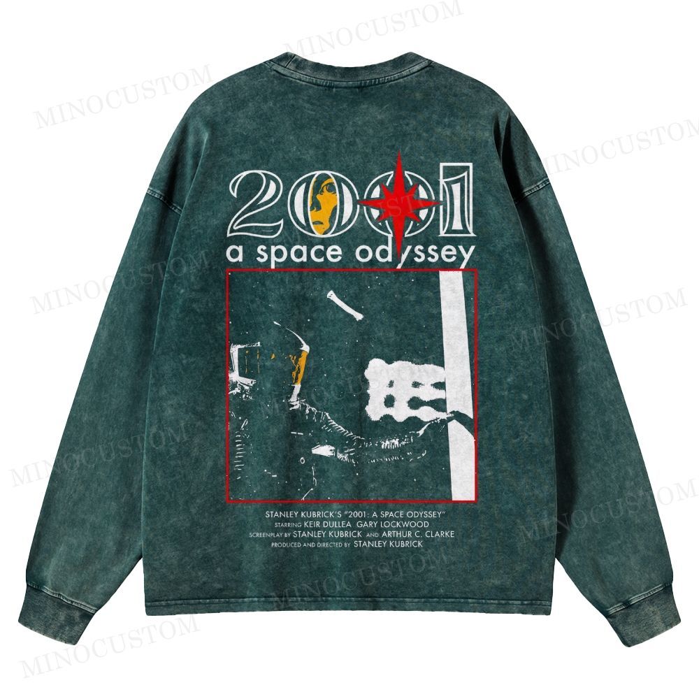 2001: A Space Odyssey Sci-Fi Epic Graphic Washed Long-Sleeved T-Shirt 