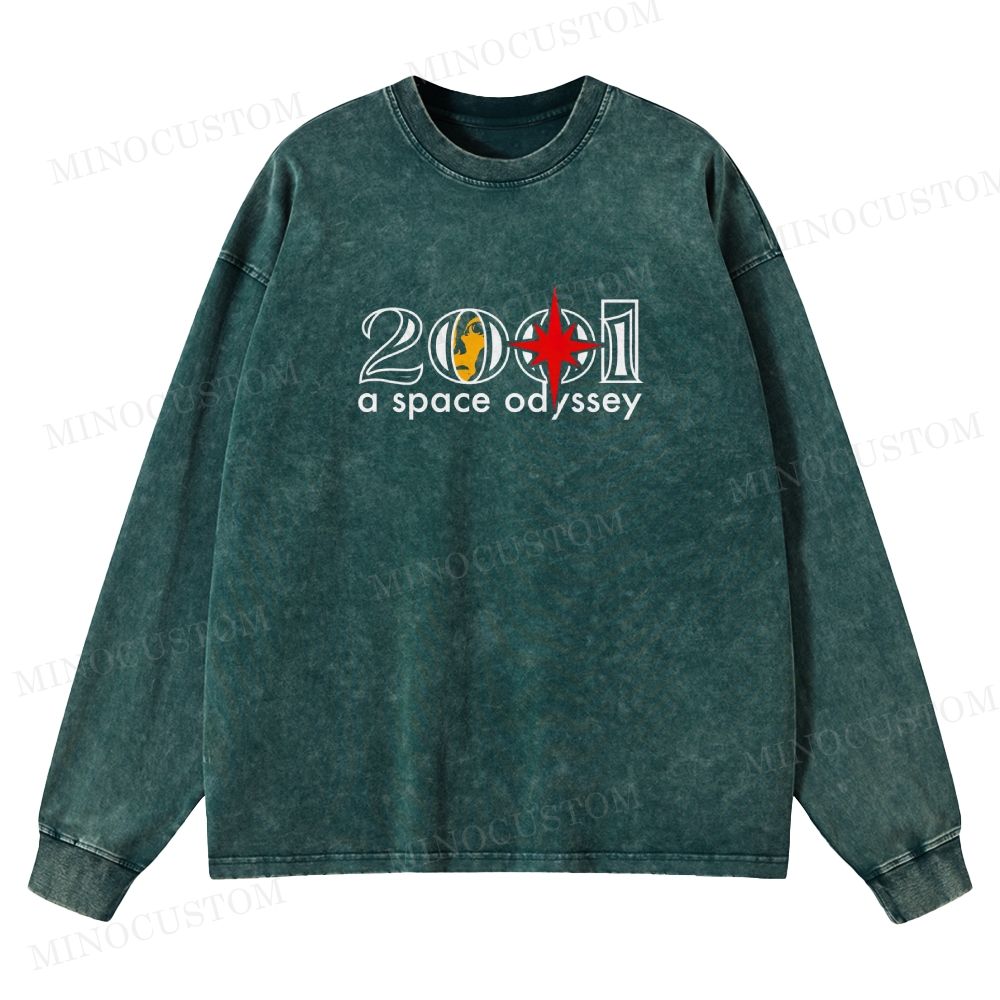2001: A Space Odyssey Sci-Fi Epic Graphic Washed Long-Sleeved T-Shirt 