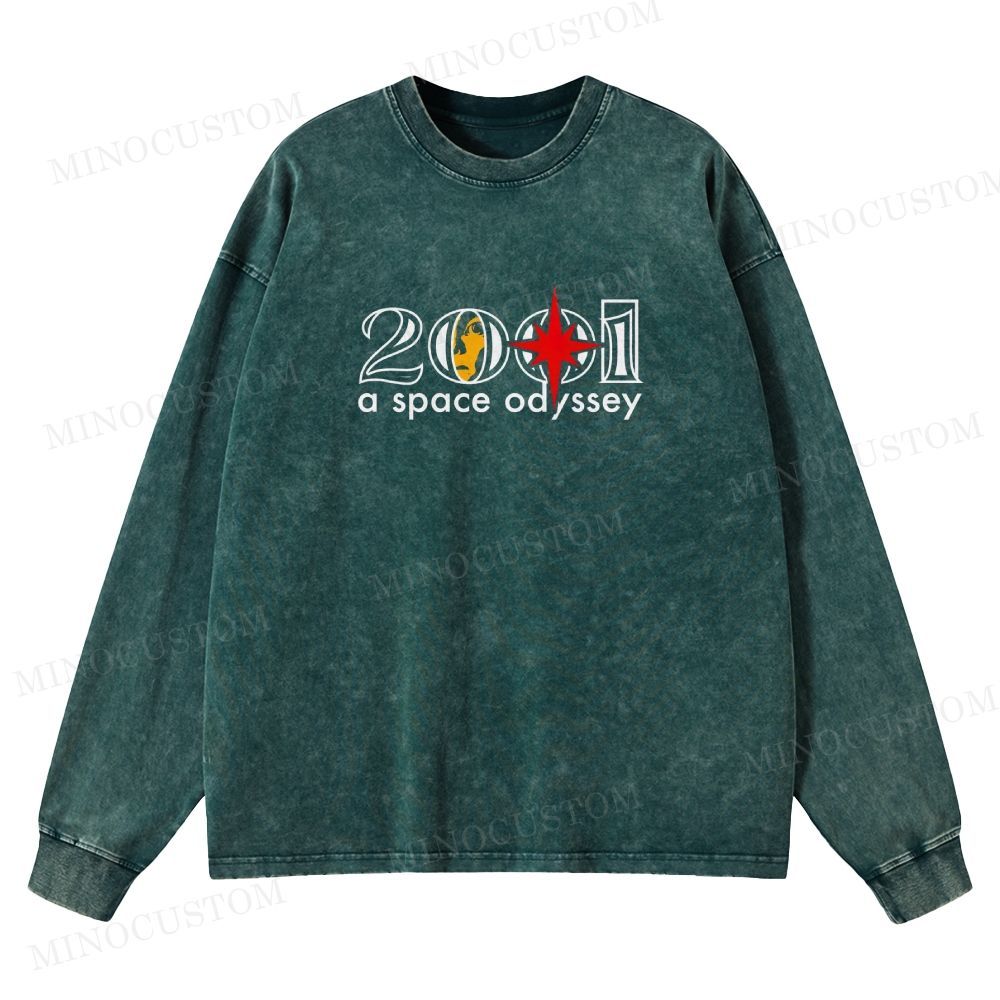 2001: A Space Odyssey Sci-Fi Epic Graphic Washed Long-Sleeved T-Shirt 