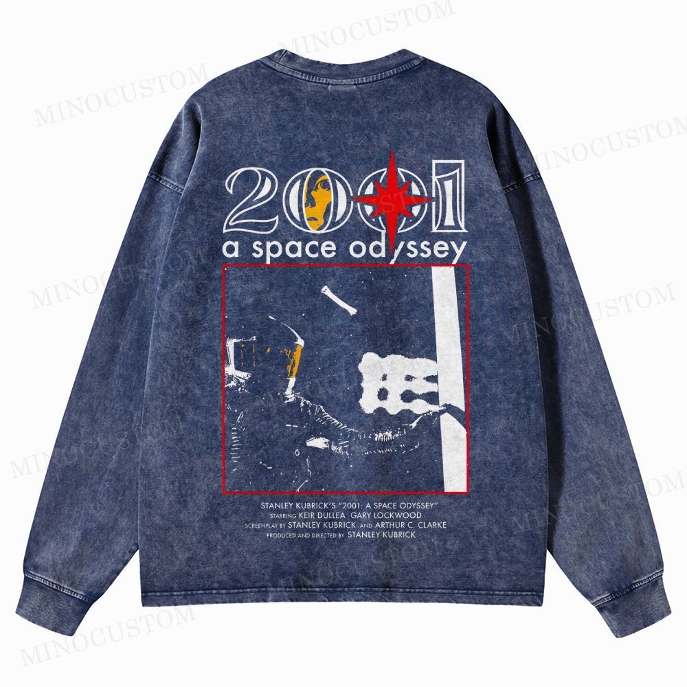 2001: A Space Odyssey Sci-Fi Epic Graphic Washed Long-Sleeved T-Shirt 