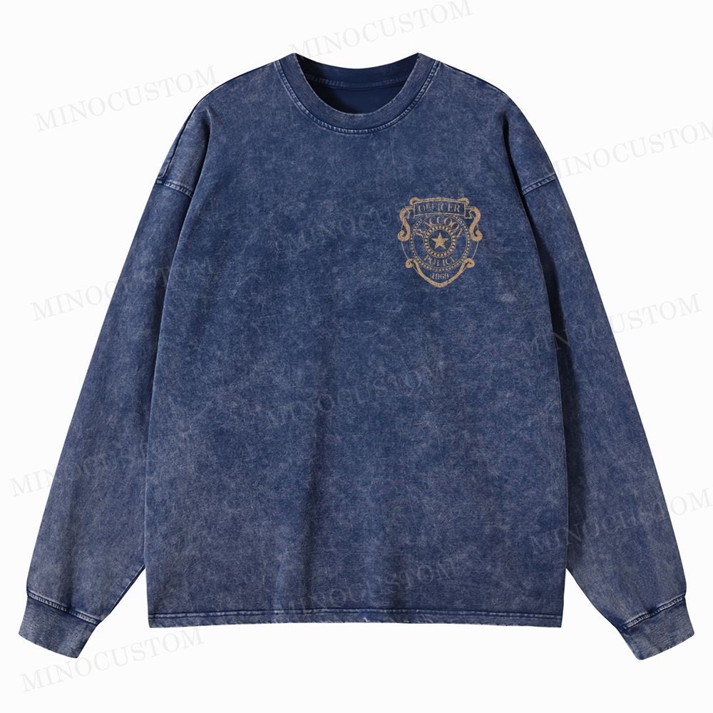 Resident Evil 2 Survival Horror Game Graphic Washed Long-Sleeved T-Shirt 