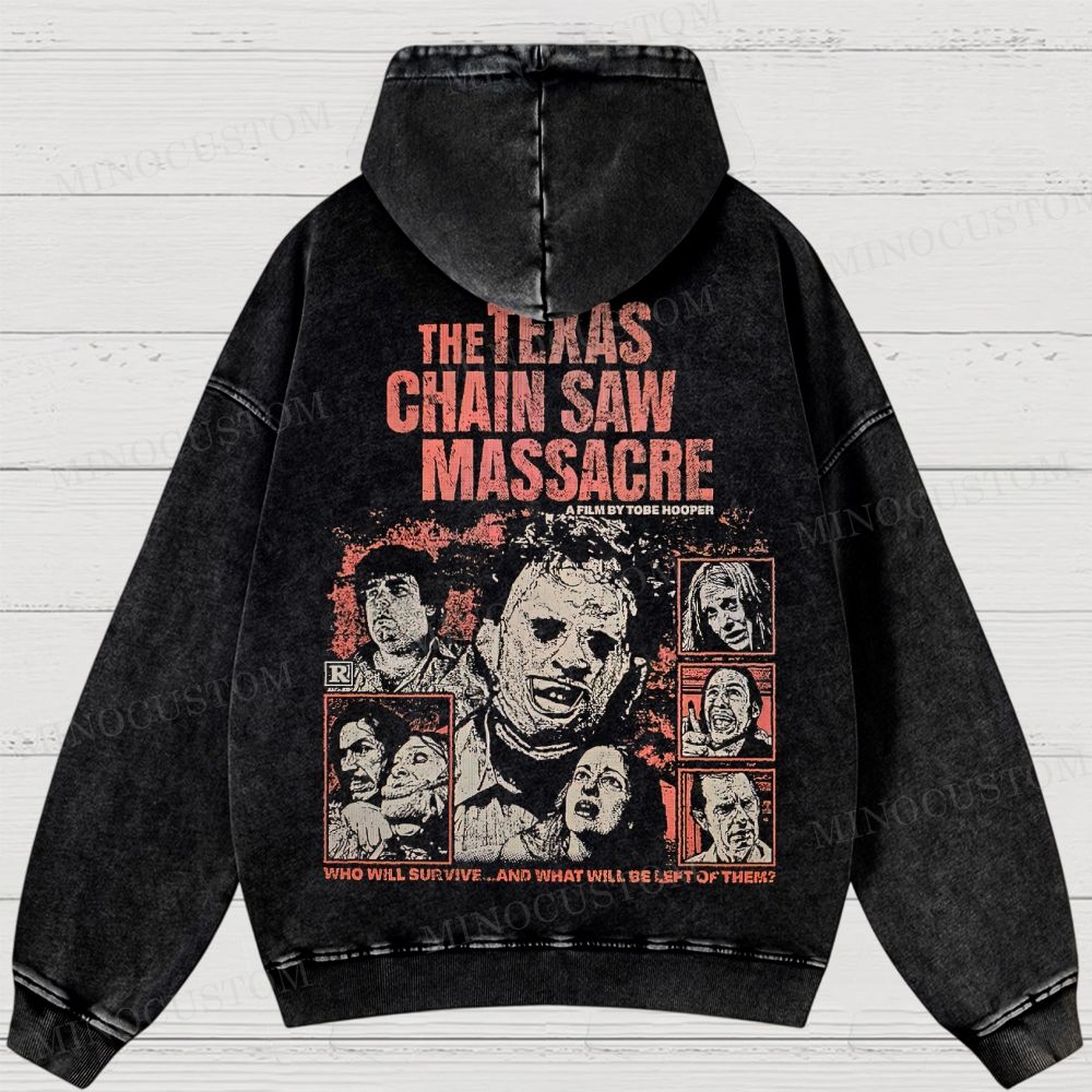 The Texas Chain Saw Massacre Slasher Horror Graphic Washed Hoodies