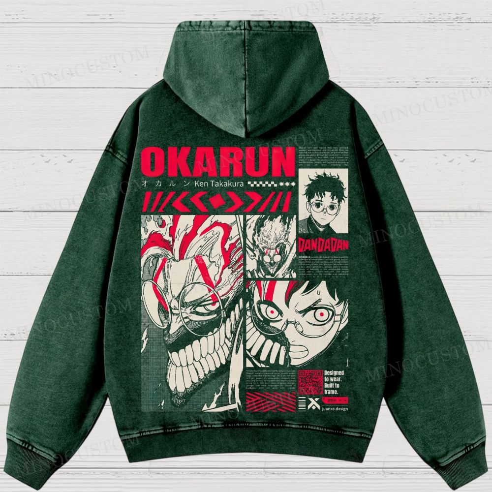 Dandadan Supernatural Manga Graphic Washed Hoodies