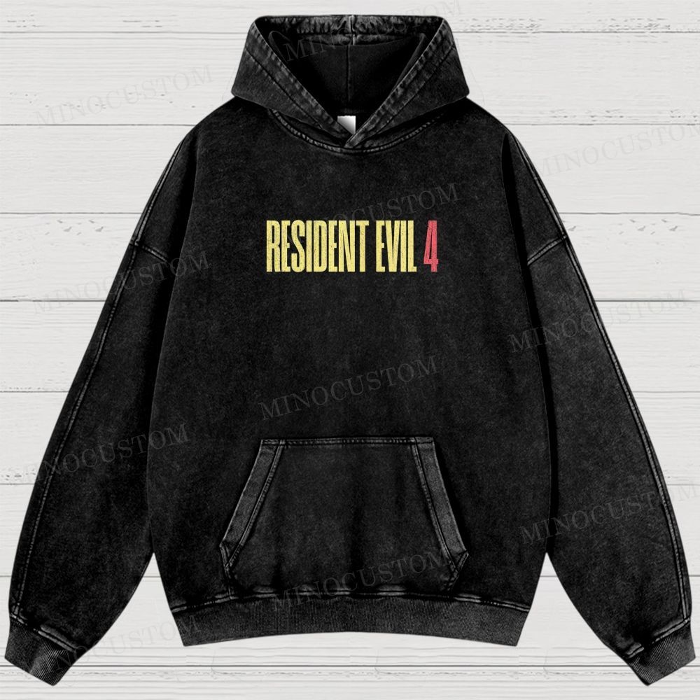 Resident Evil 4 Survival Horror Game Graphic Washed Hoodies