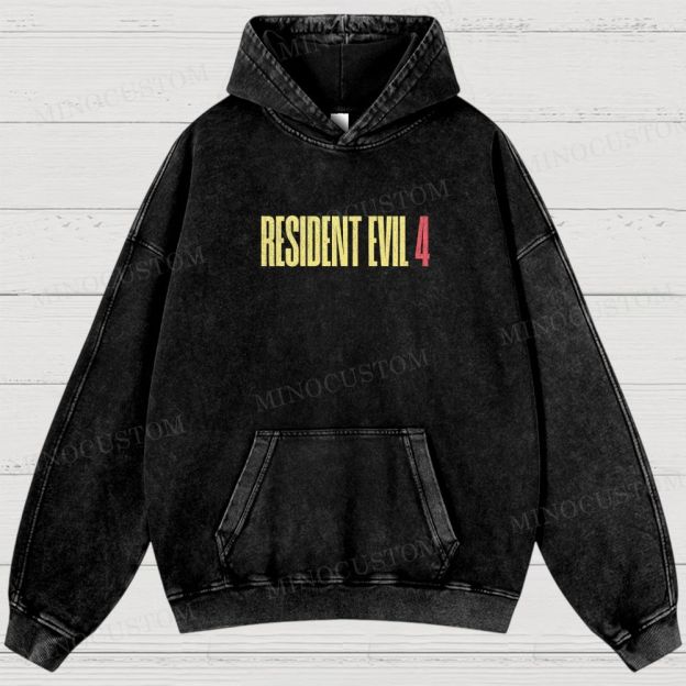 Resident Evil 4 Survival Horror Game Graphic Washed Hoodies