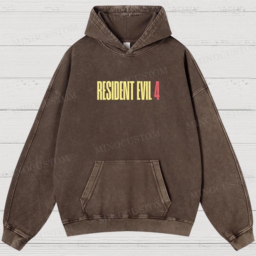 Resident Evil 4 Survival Horror Game Graphic Washed Hoodies