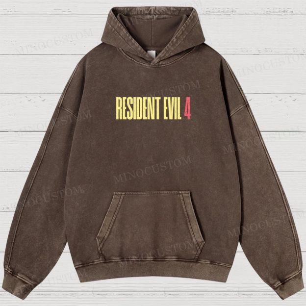Resident Evil 4 Survival Horror Game Graphic Washed Hoodies