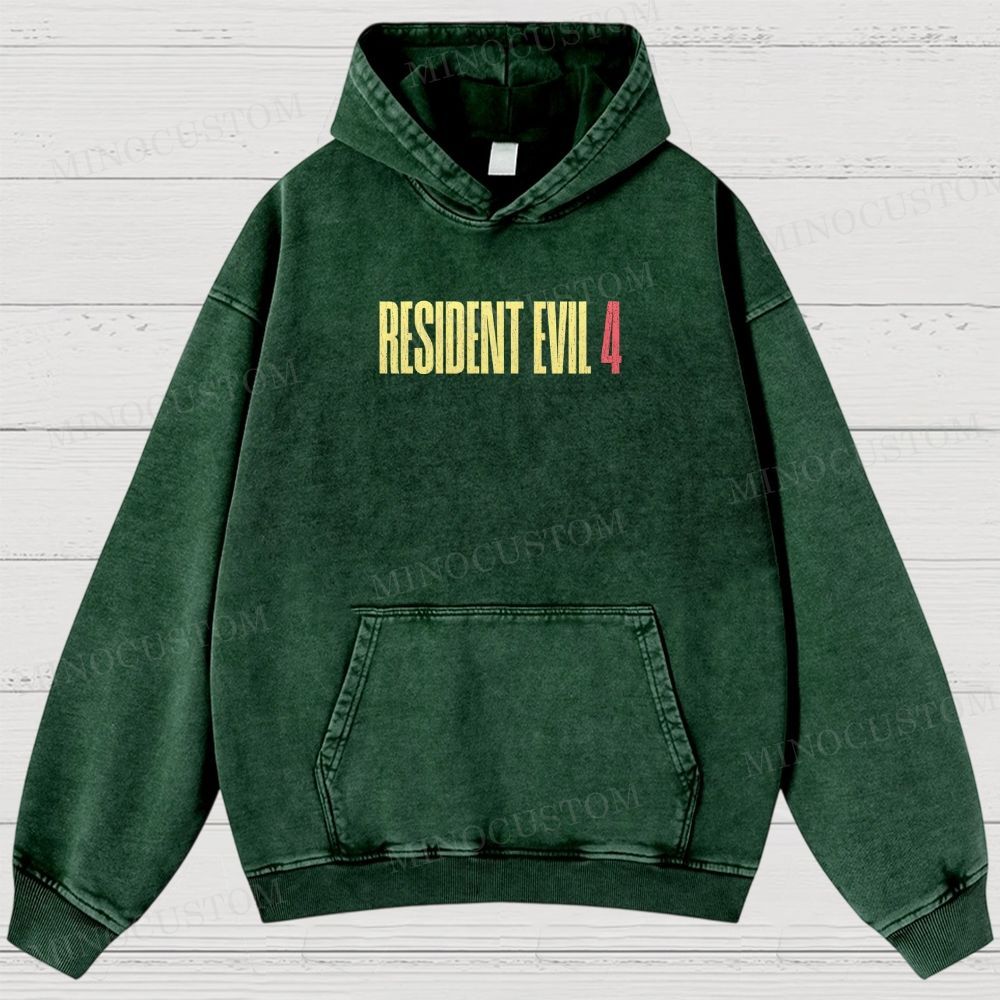 Resident Evil 4 Survival Horror Game Graphic Washed Hoodies