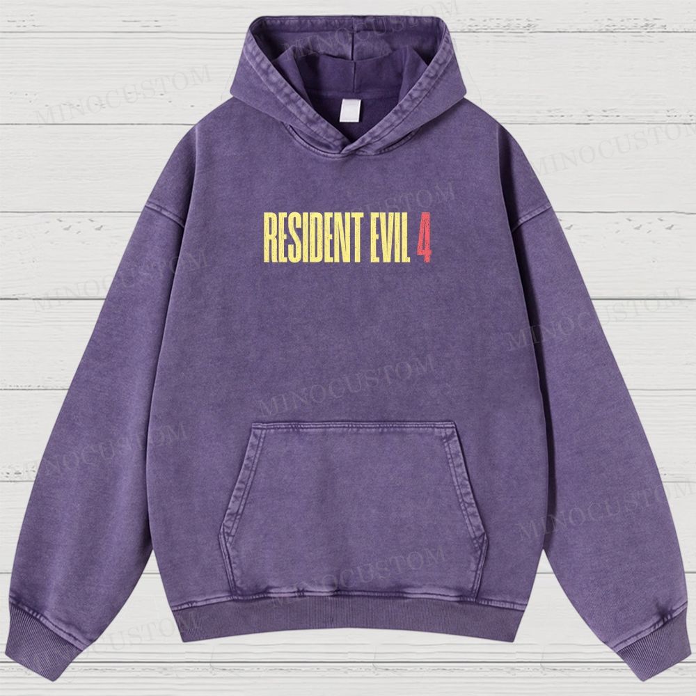 Resident Evil 4 Survival Horror Game Graphic Washed Hoodies