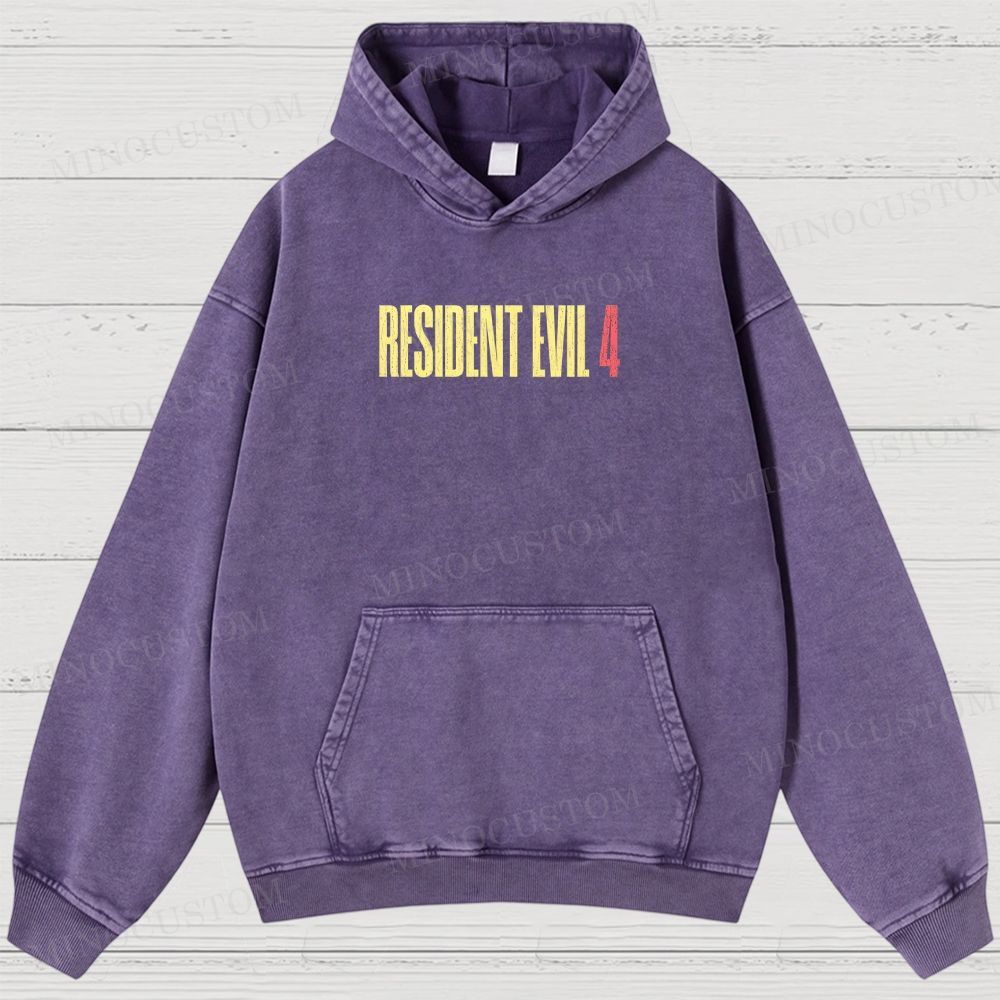 Resident Evil 4 Survival Horror Game Graphic Washed Hoodies