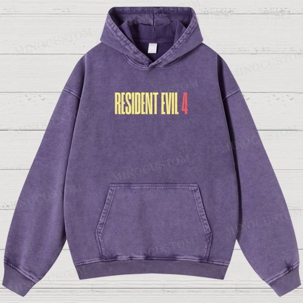Resident Evil 4 Survival Horror Game Graphic Washed Hoodies