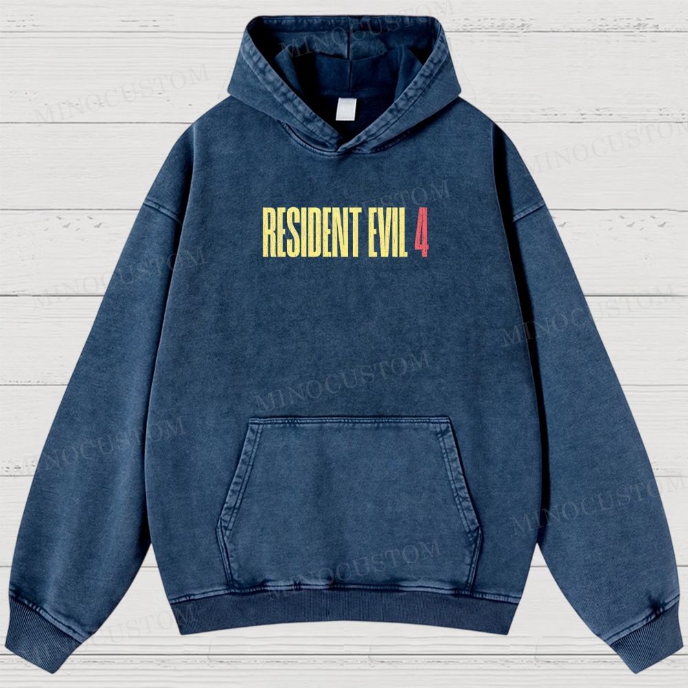 Resident Evil 4 Survival Horror Game Graphic Washed Hoodies