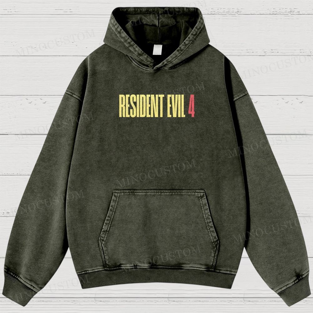 Resident Evil 4 Survival Horror Game Graphic Washed Hoodies