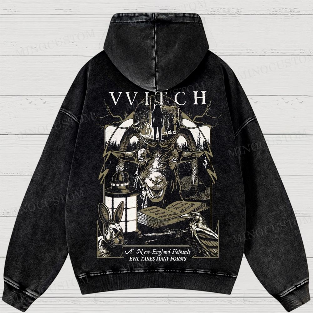 The Witch Folk Horror Graphic Washed Hoodies