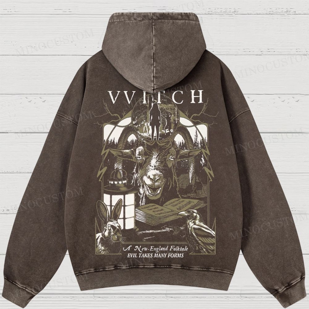 The Witch Folk Horror Graphic Washed Hoodies