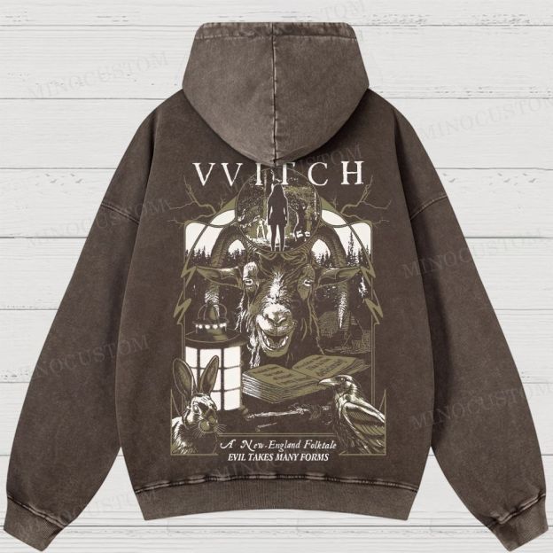 The Witch Folk Horror Graphic Washed Hoodies