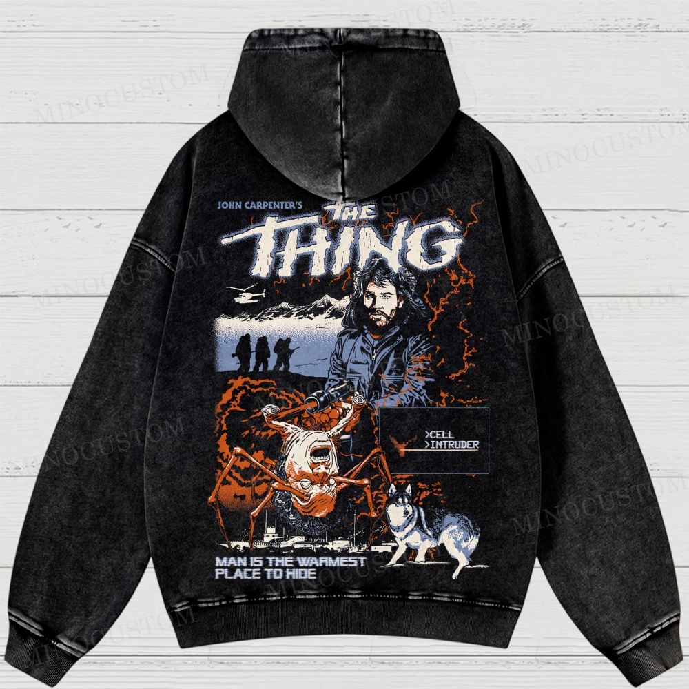 The Thing Body Horror Sci-Fi Graphic Washed Hoodies