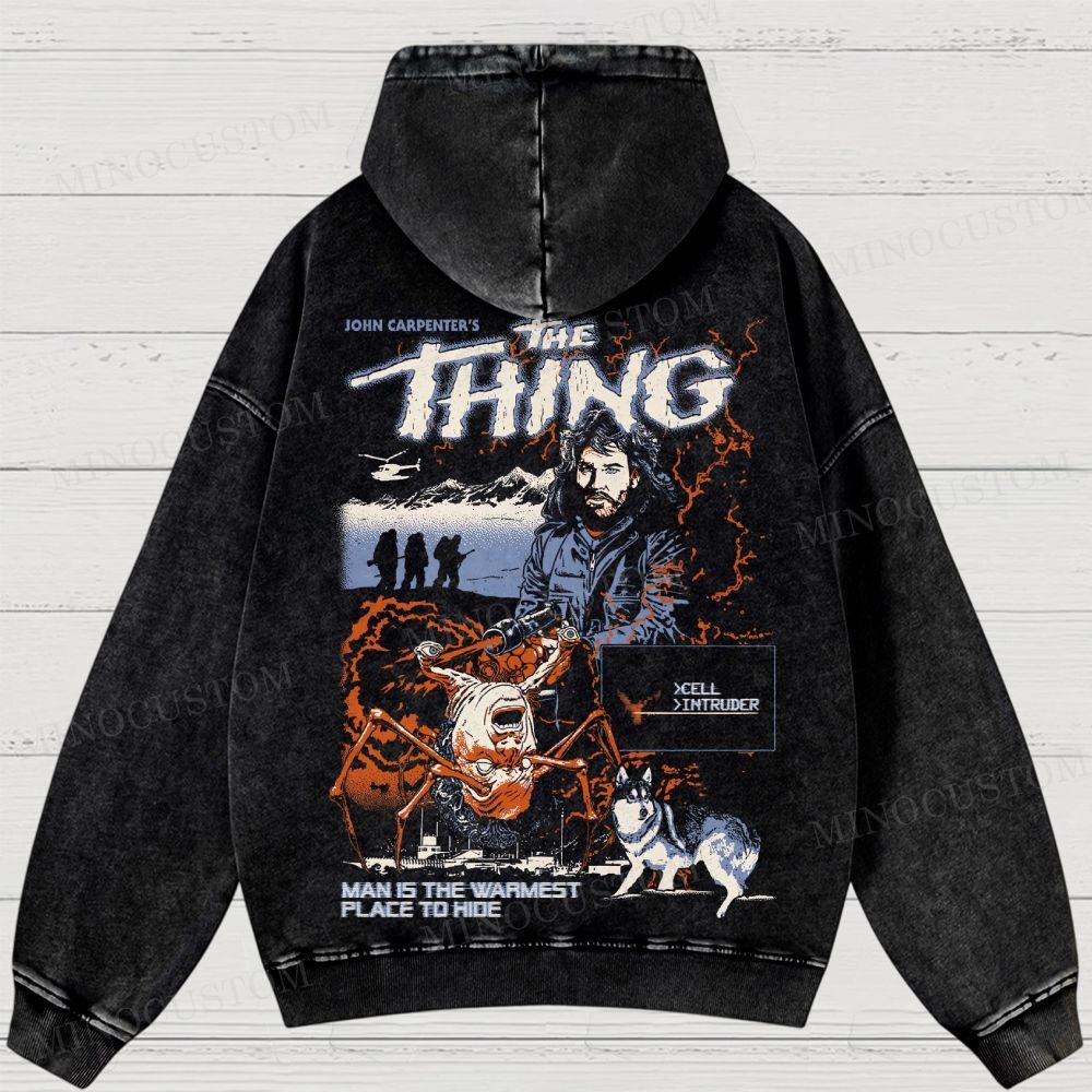 The Thing Body Horror Sci-Fi Graphic Washed Hoodies