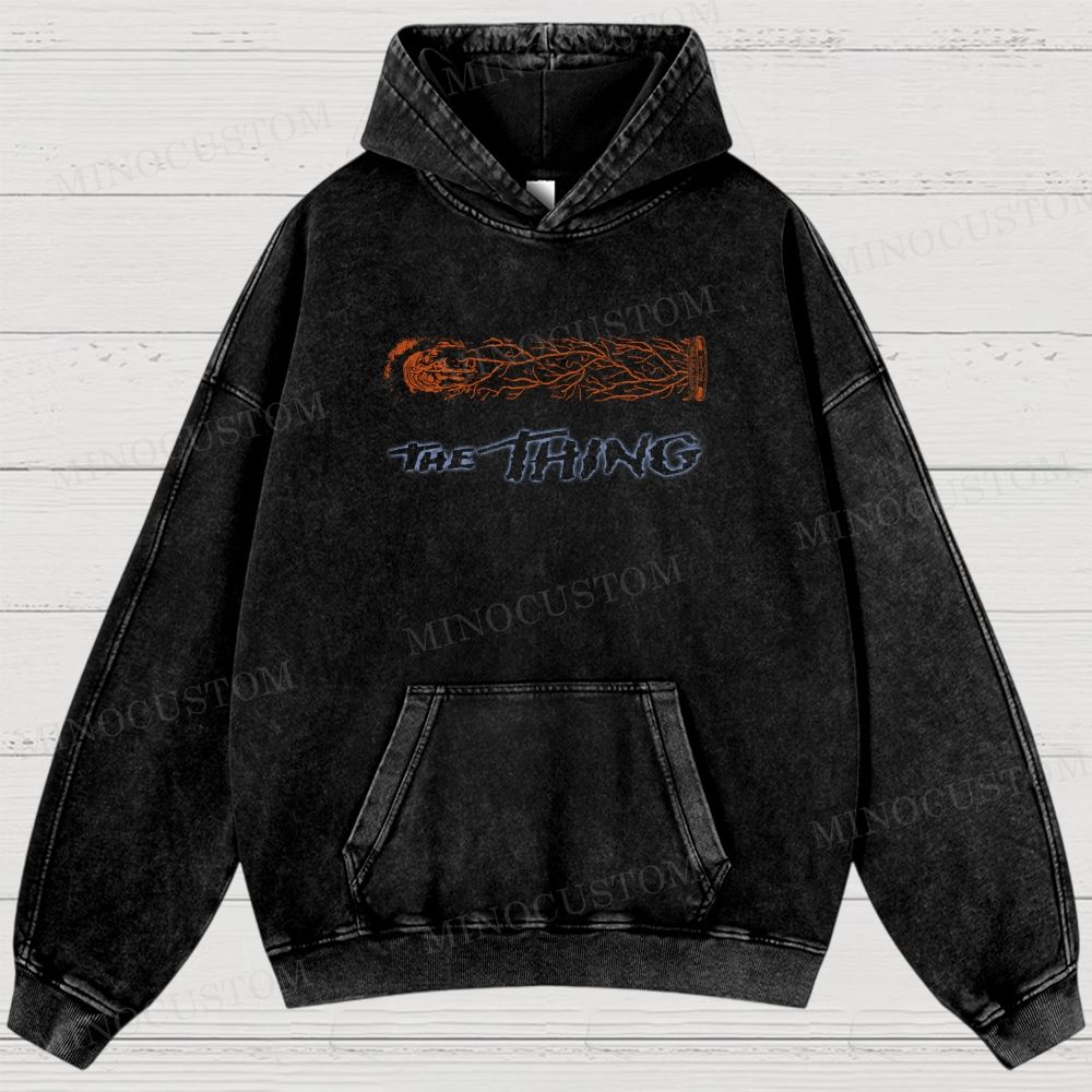 The Thing Body Horror Sci-Fi Graphic Washed Hoodies