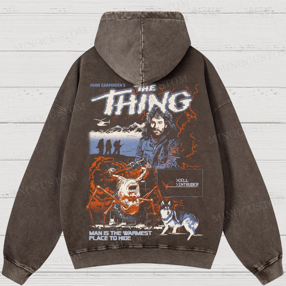 The Thing Body Horror Sci-Fi Graphic Washed Hoodies