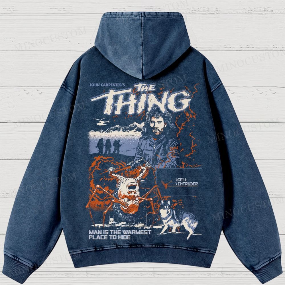 The Thing Body Horror Sci-Fi Graphic Washed Hoodies