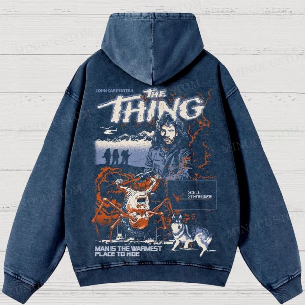 The Thing Body Horror Sci-Fi Graphic Washed Hoodies