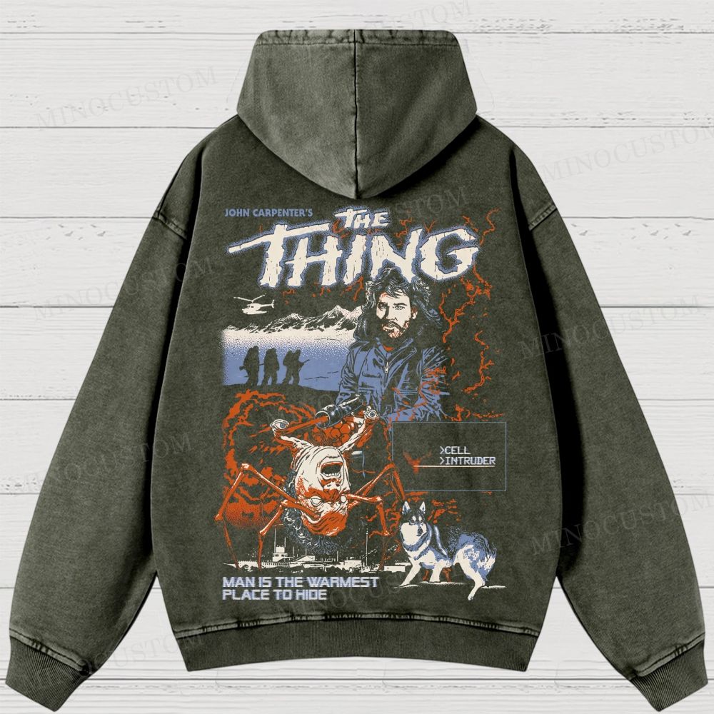 The Thing Body Horror Sci-Fi Graphic Washed Hoodies