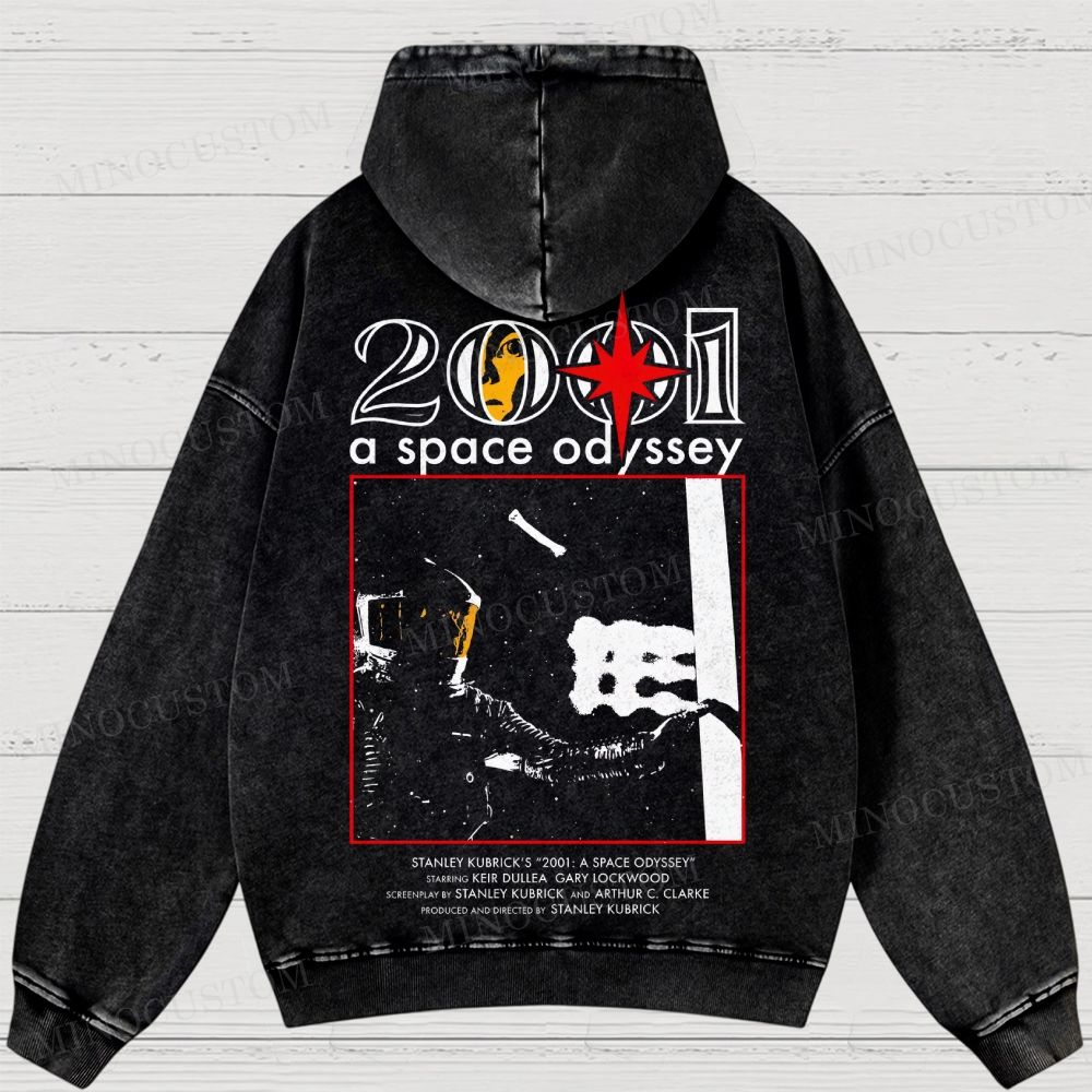 2001: A Space Odyssey Sci-Fi Epic Graphic Washed Hoodies