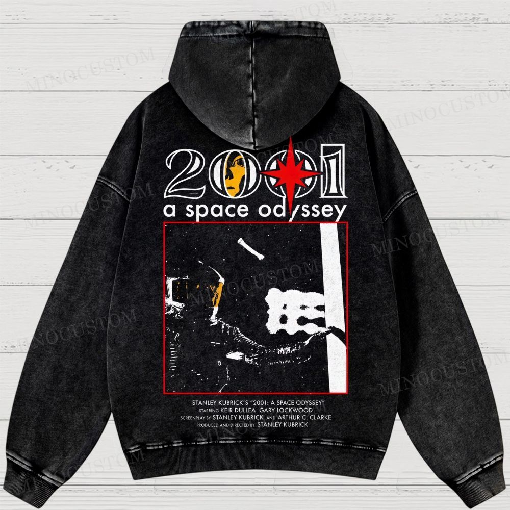 2001: A Space Odyssey Sci-Fi Epic Graphic Washed Hoodies