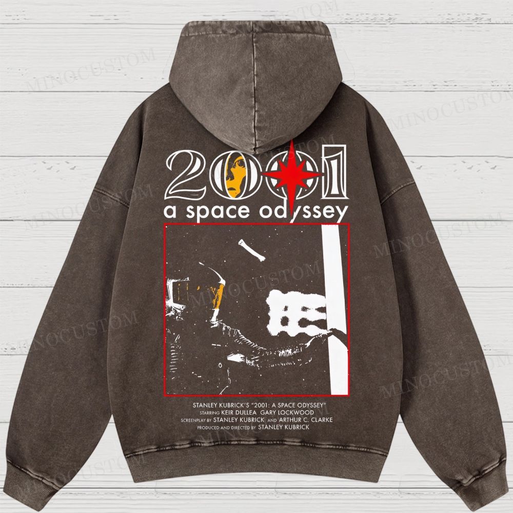 2001: A Space Odyssey Sci-Fi Epic Graphic Washed Hoodies