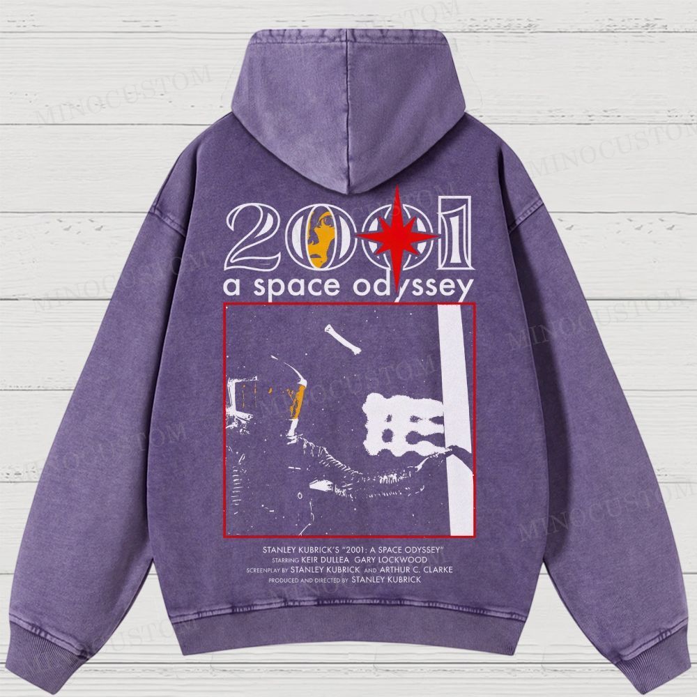 2001: A Space Odyssey Sci-Fi Epic Graphic Washed Hoodies