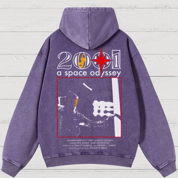 2001: A Space Odyssey Sci-Fi Epic Graphic Washed Hoodies