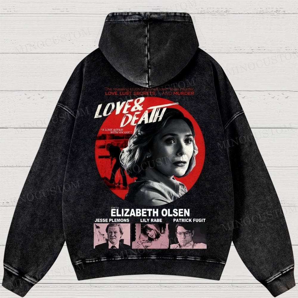 Love & Death True Crime Drama Graphic Washed Hoodies 