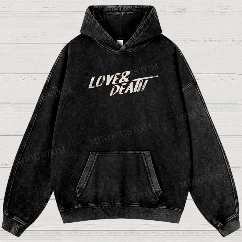 Love & Death True Crime Drama Graphic Washed Hoodies 