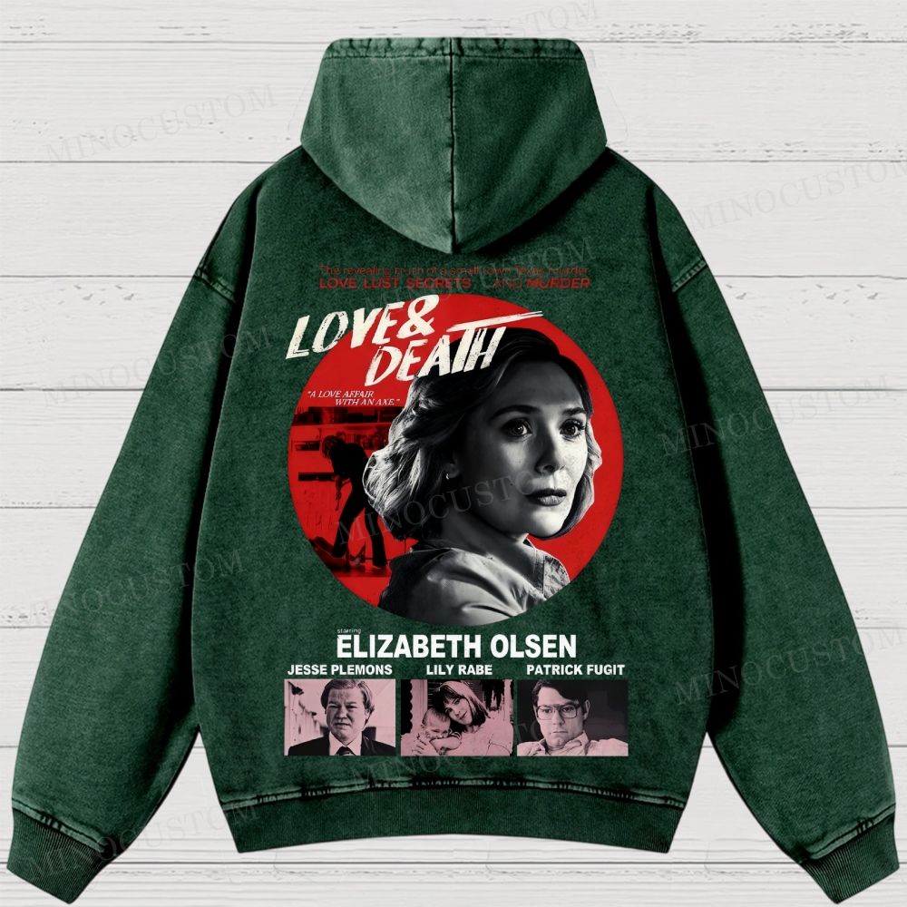 Love & Death True Crime Drama Graphic Washed Hoodies 