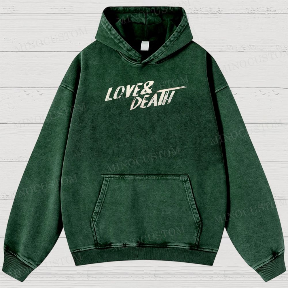 Love & Death True Crime Drama Graphic Washed Hoodies 