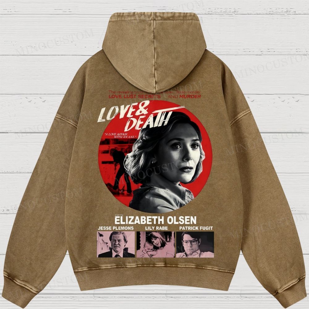 Love & Death True Crime Drama Graphic Washed Hoodies 