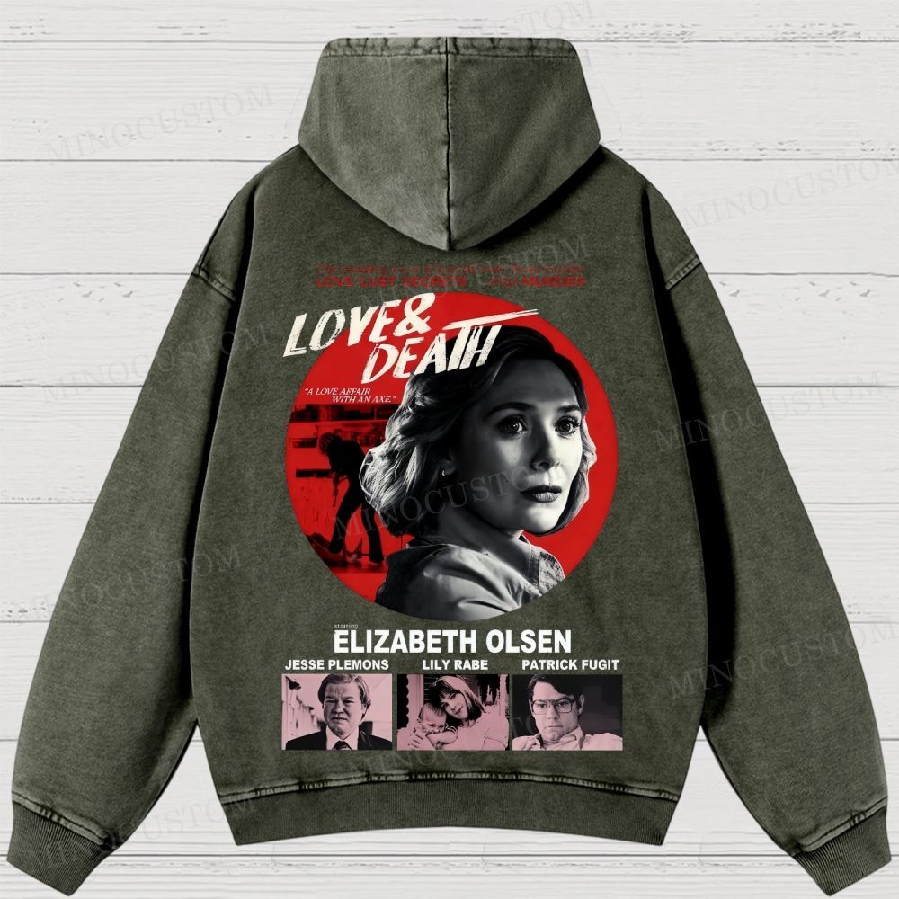 Love & Death True Crime Drama Graphic Washed Hoodies 