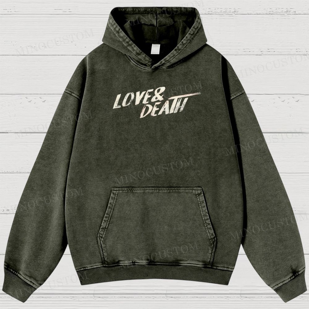 Love & Death True Crime Drama Graphic Washed Hoodies 