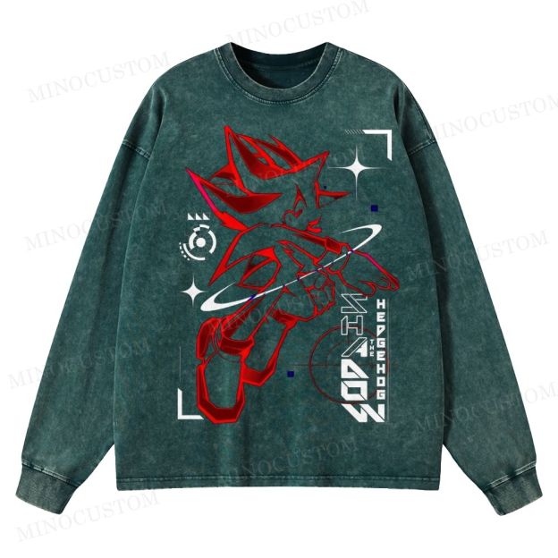 Shadow Hedgehog  Washed Long-Sleeved T-Shirt 