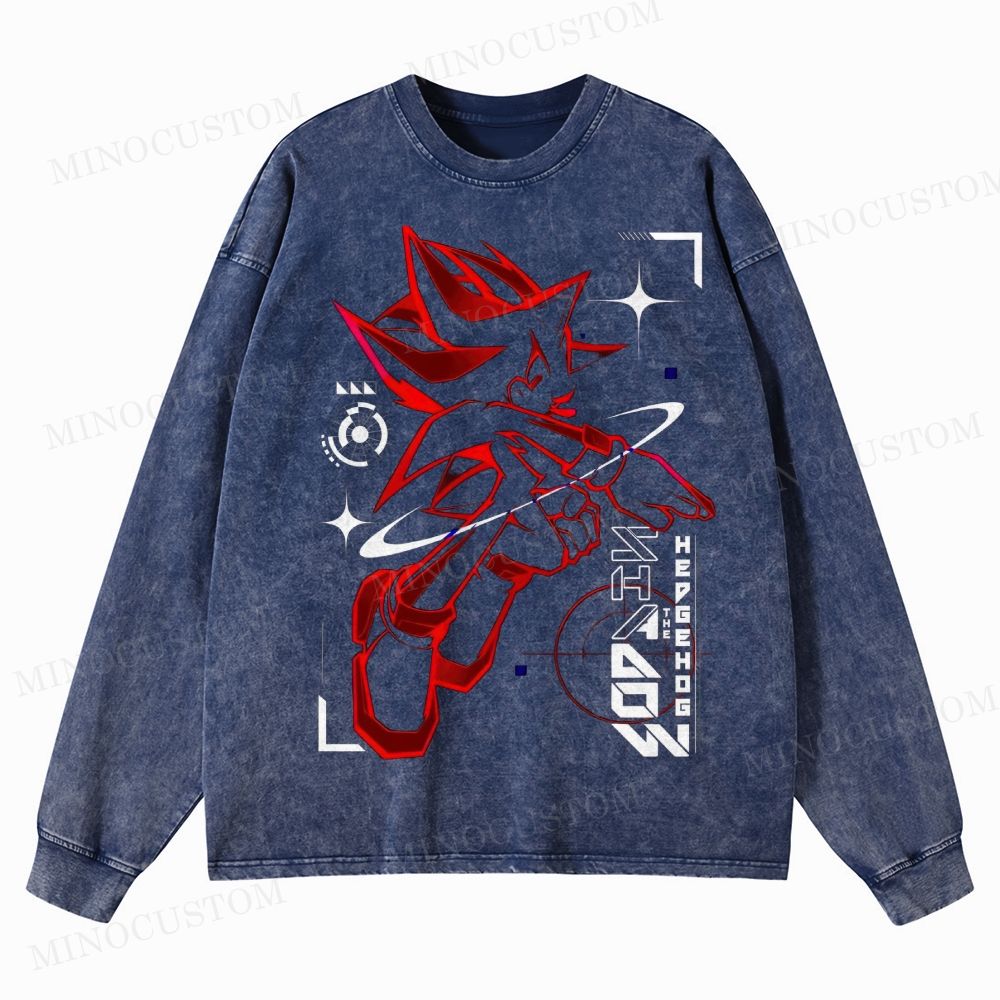 Shadow Hedgehog  Washed Long-Sleeved T-Shirt 
