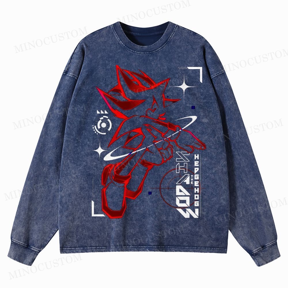 Shadow Hedgehog  Washed Long-Sleeved T-Shirt 
