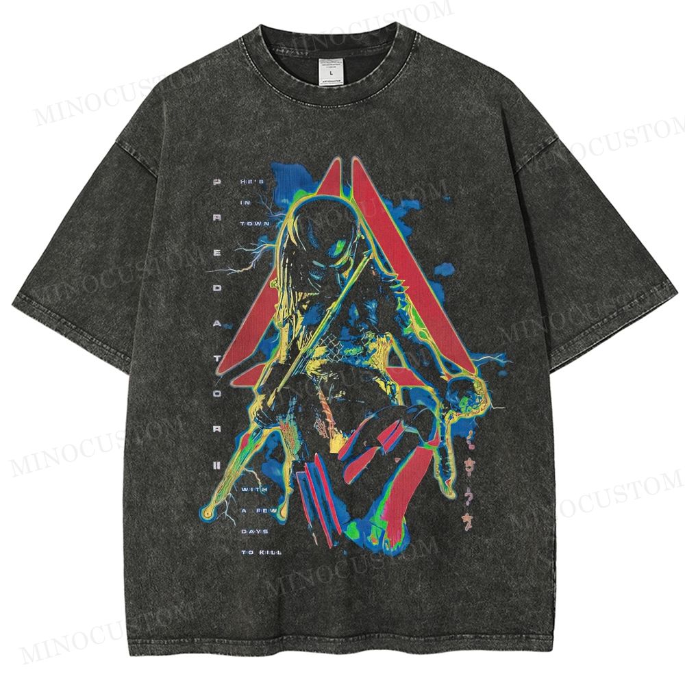 Predator 2 Sci-Fi Action Horror Graphic Washed T-Shirt