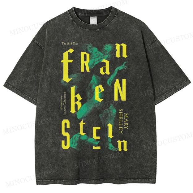 Gothic Typography and Creature Washed T-Shirt