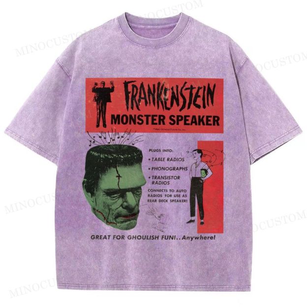 Frankenstein Retro Horror Kitsch Graphic Washed T-Shirt