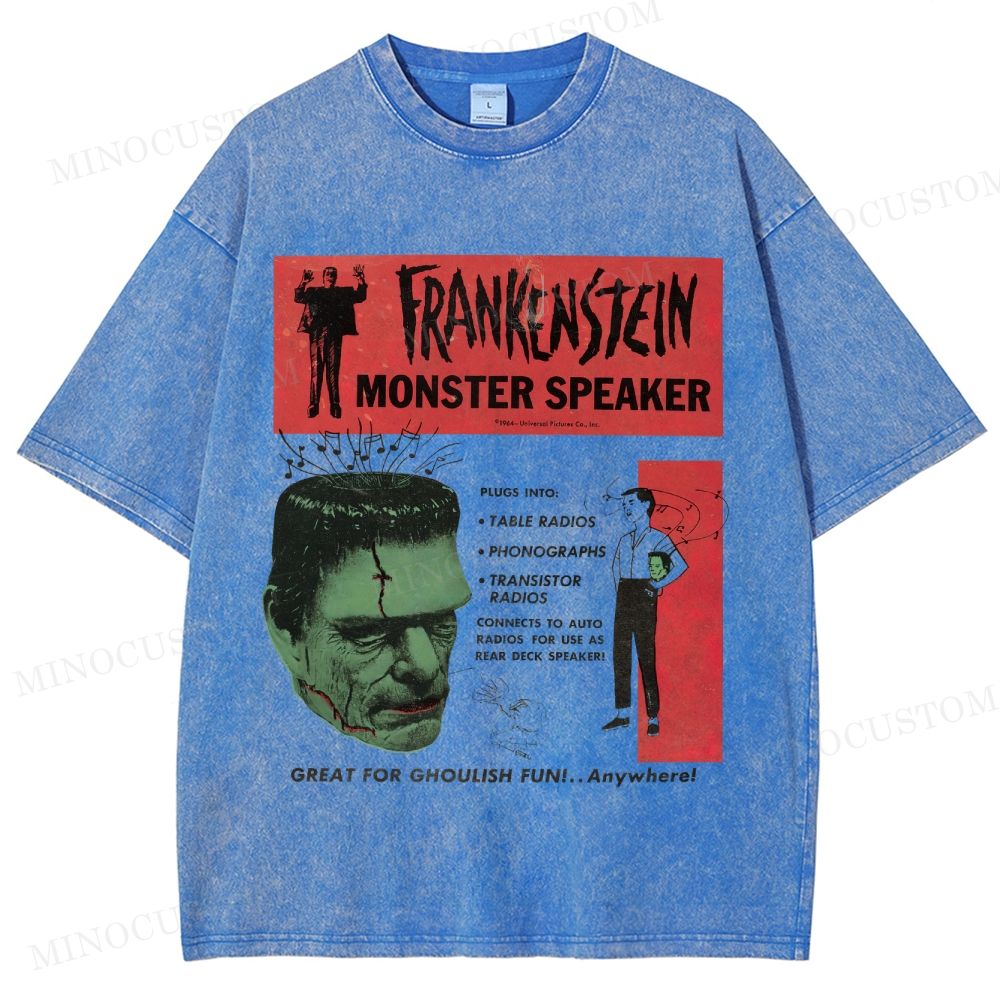 Frankenstein Retro Horror Kitsch Graphic Washed T-Shirt